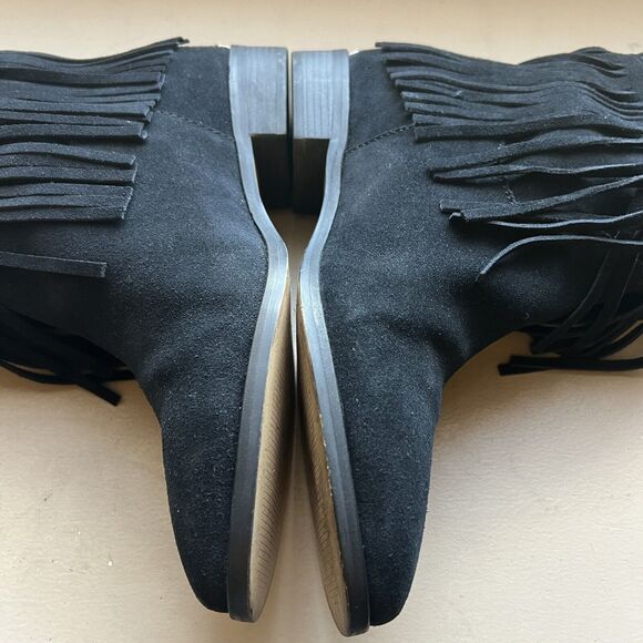 Michael Kors Silver Studded Black Suede Boots Fringe Western Cowgirl Women 8.5 - Picture 15 of 16